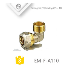 EM-F-A110 encaixe de tubulação de cotovelo conector de compressão de rosca macho de bronze